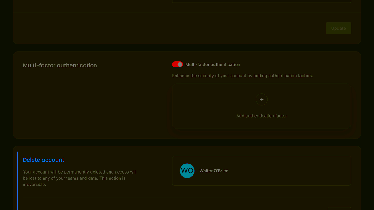 Multi-factor authentication settings