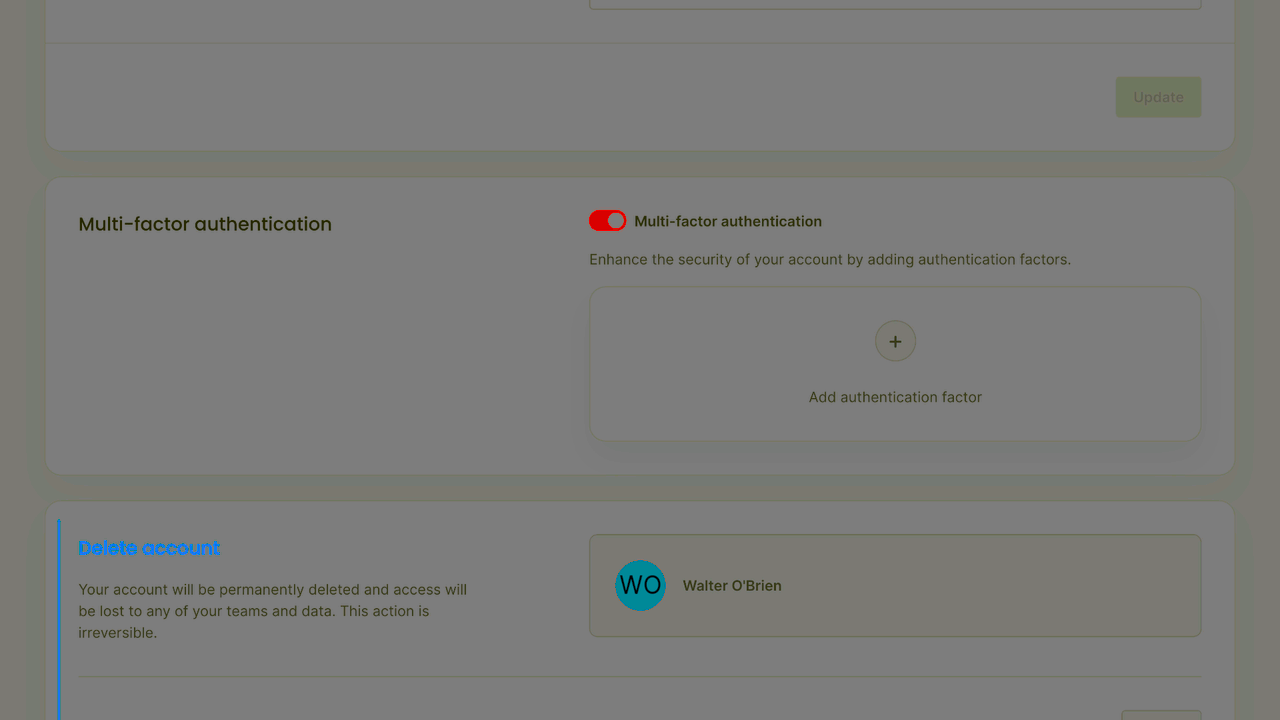 Multi-factor authentication settings