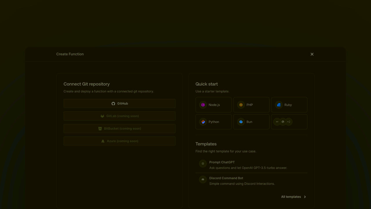 Create project screen
