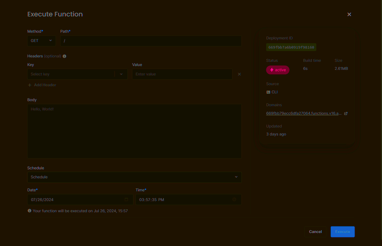 Scheduled execution details screen