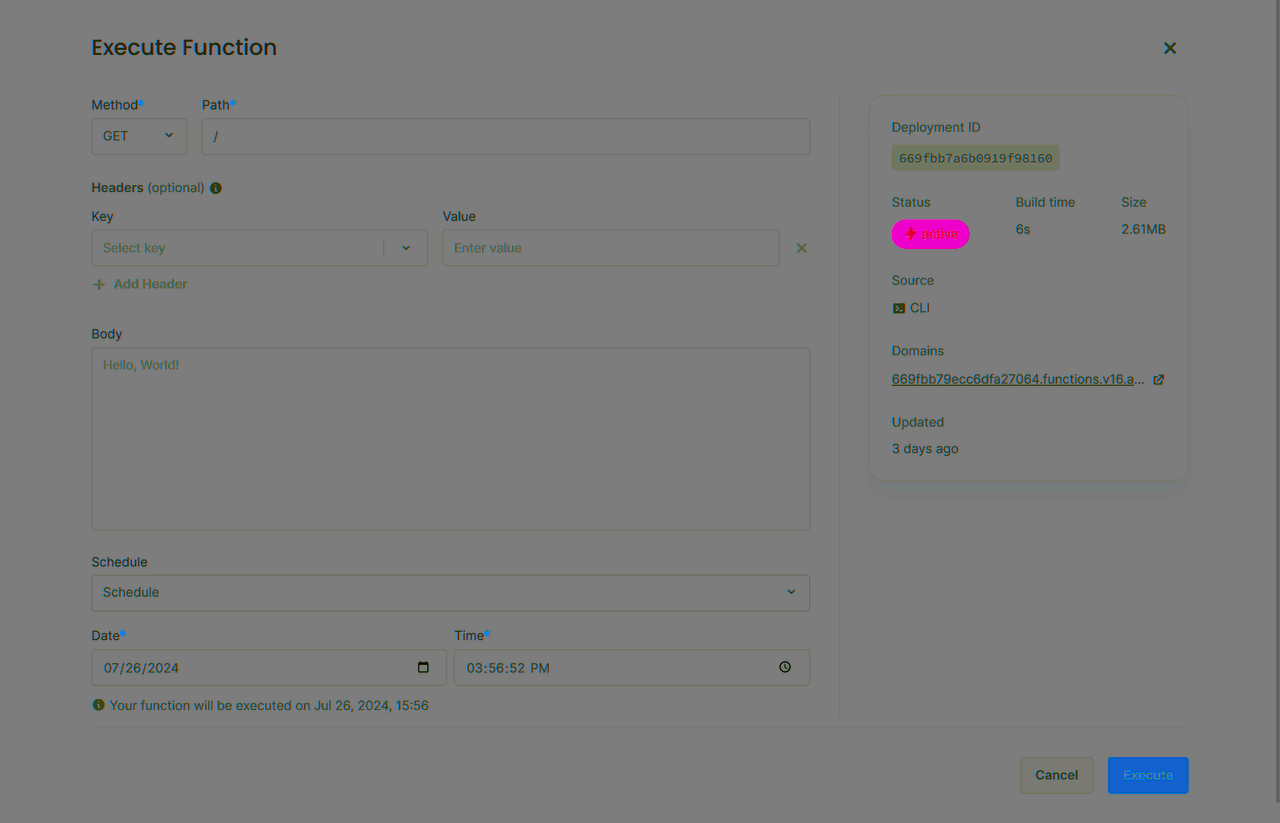 Scheduled execution details screen