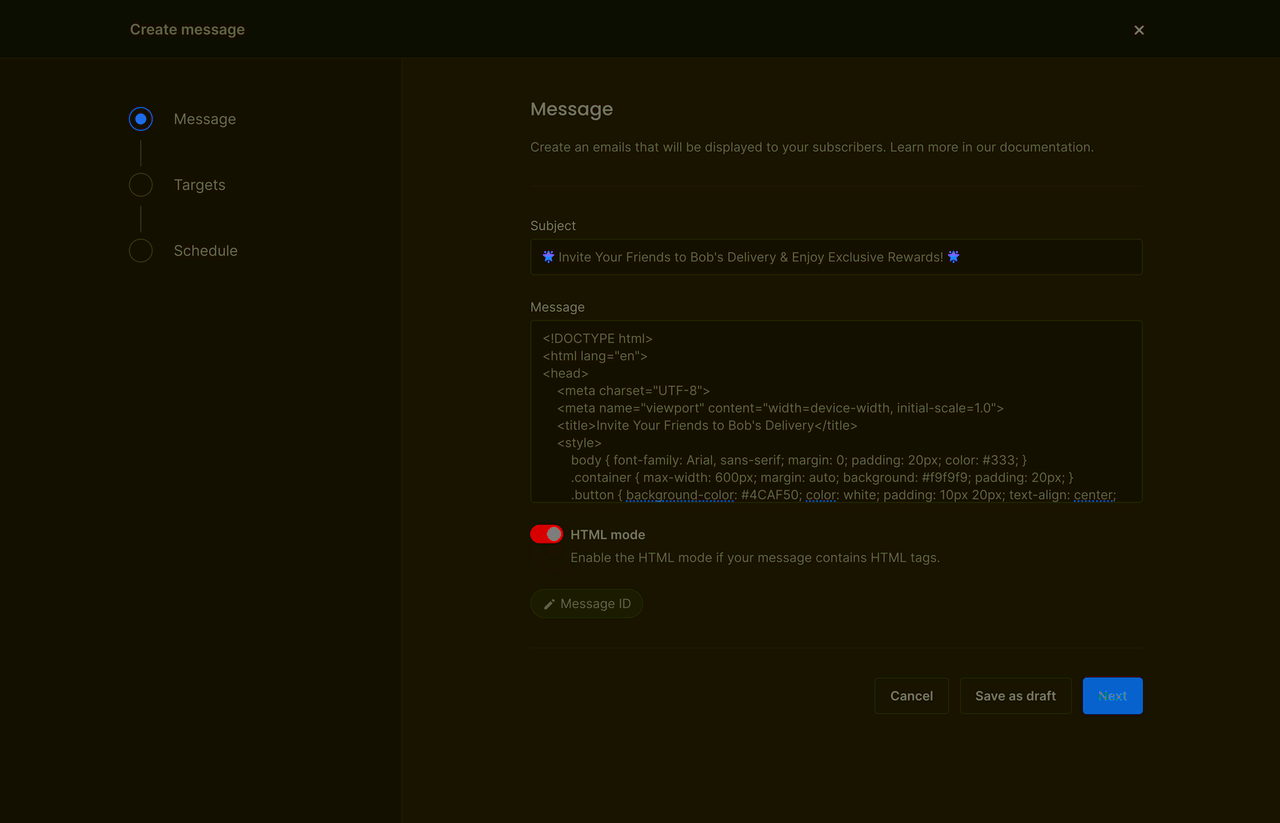 Create email message