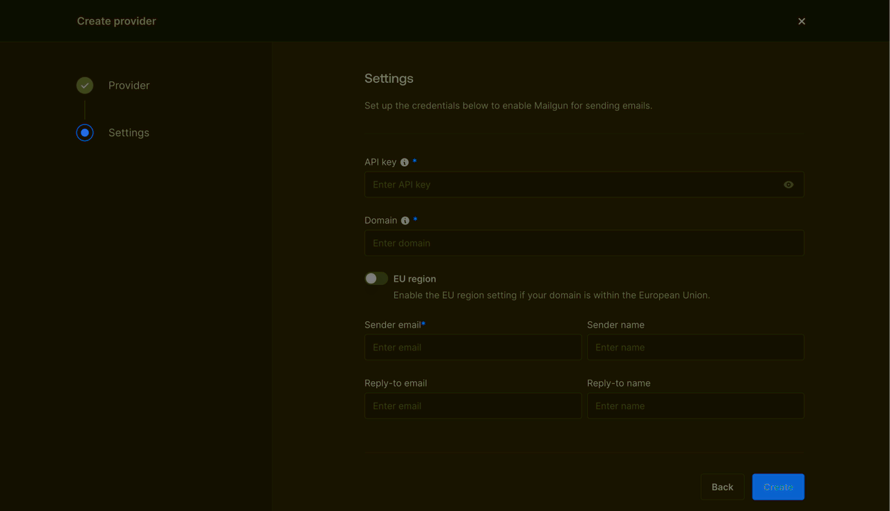 Configure SMTP provider