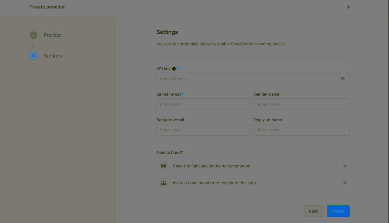 Configure SMTP provider
