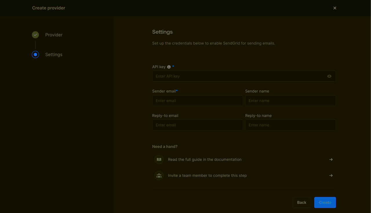 Configure SMTP provider