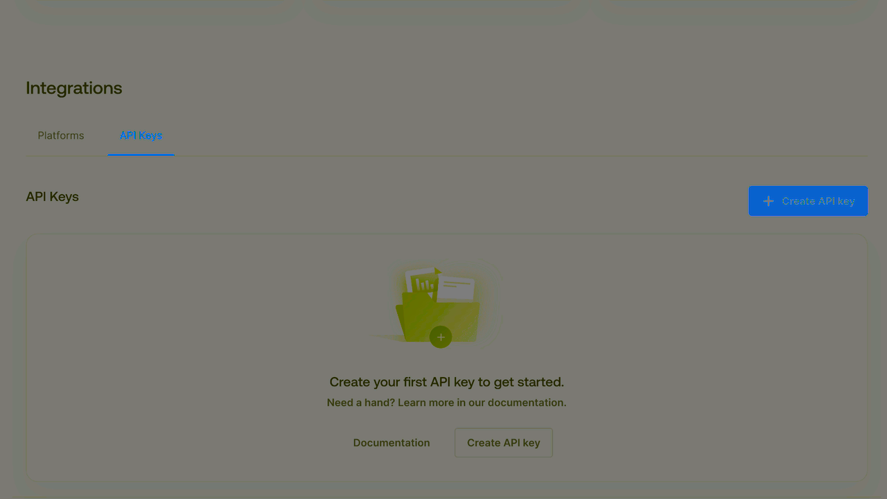 Project settings screen