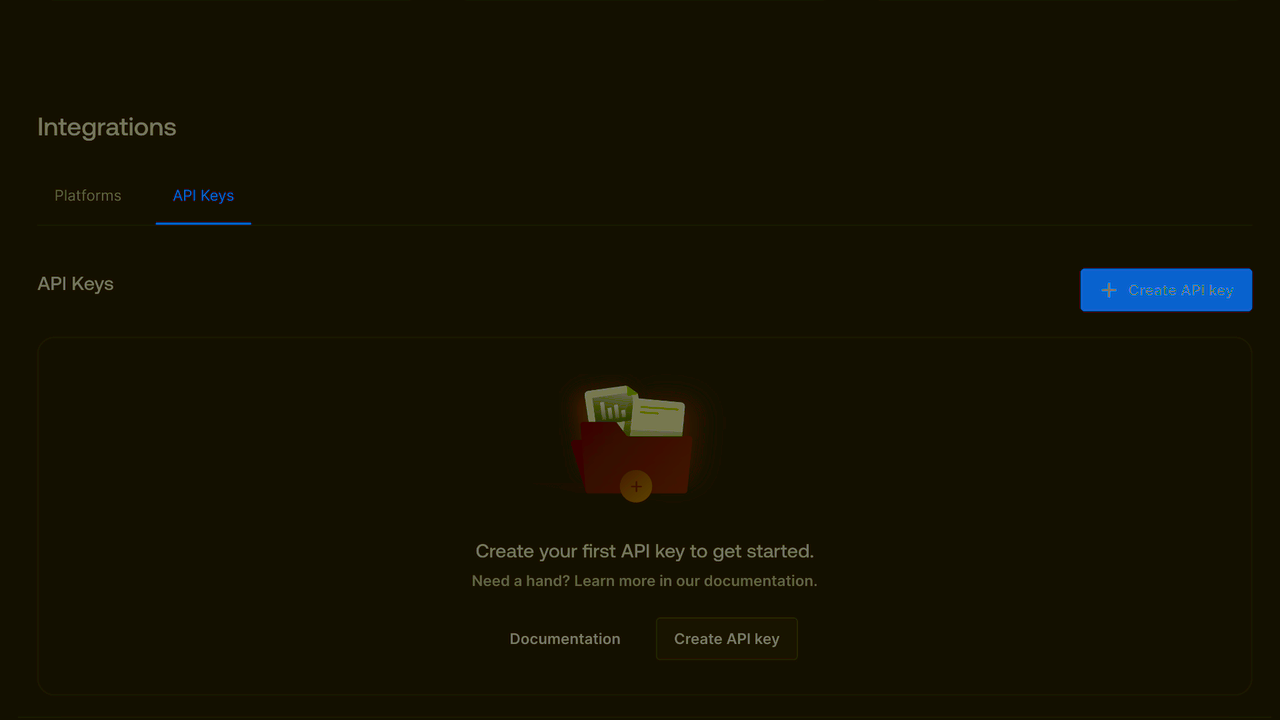 Project settings screen