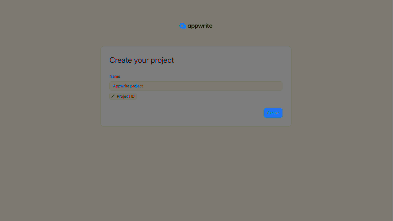 Create project screen