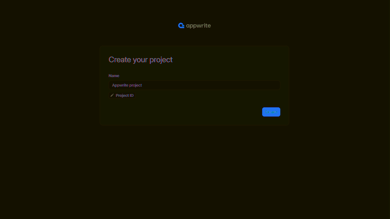 Create project screen