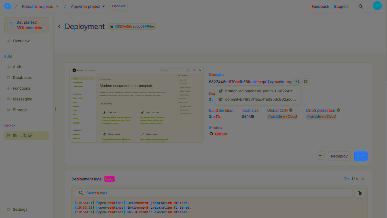 Branch and commit URLs