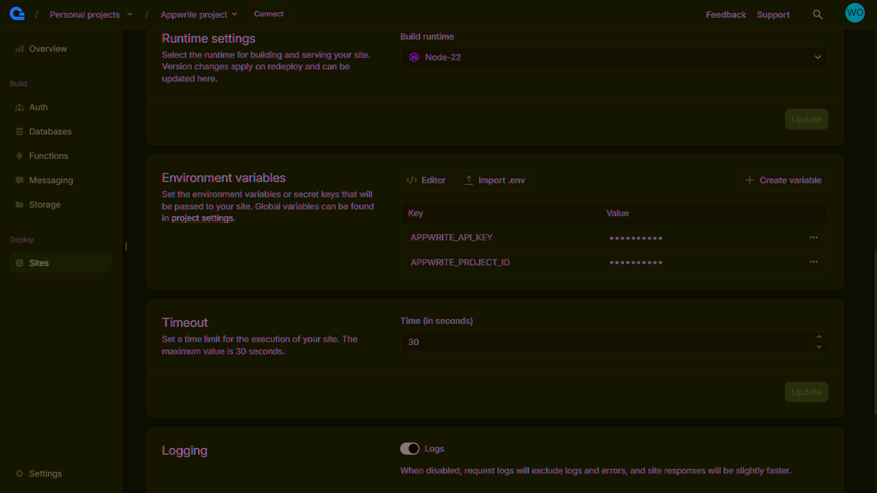 Environment variables