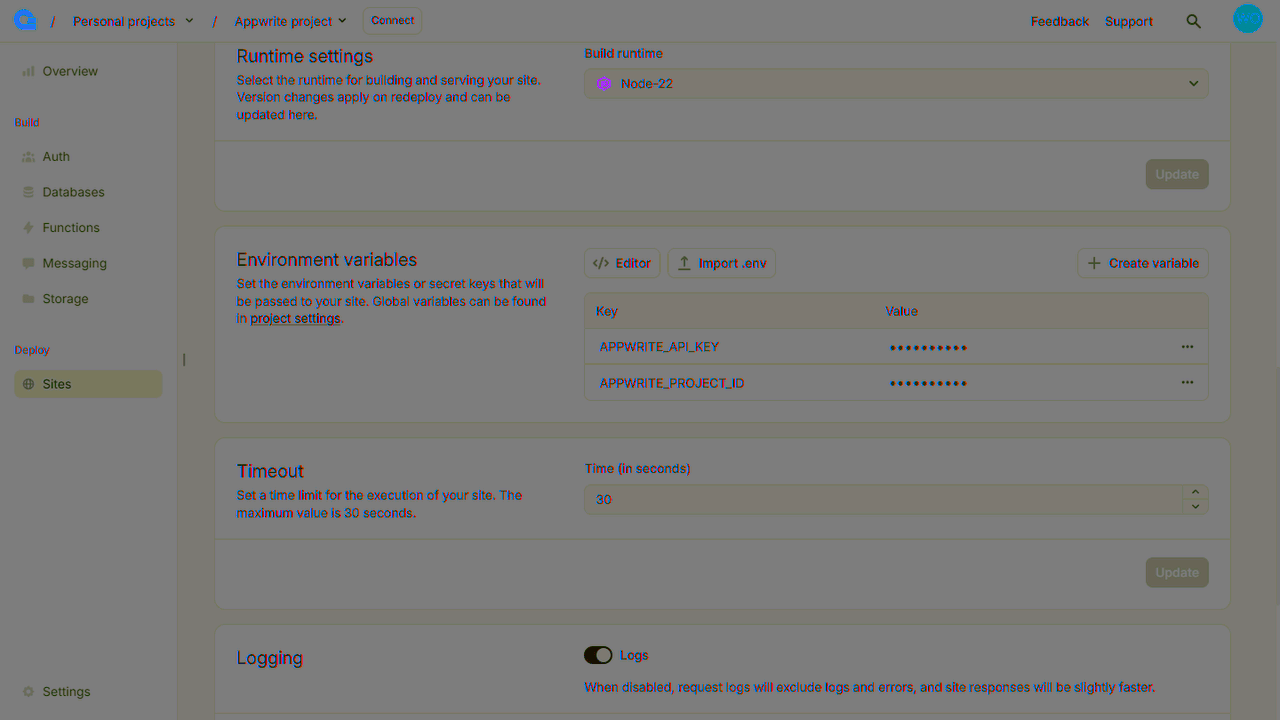 Environment variables