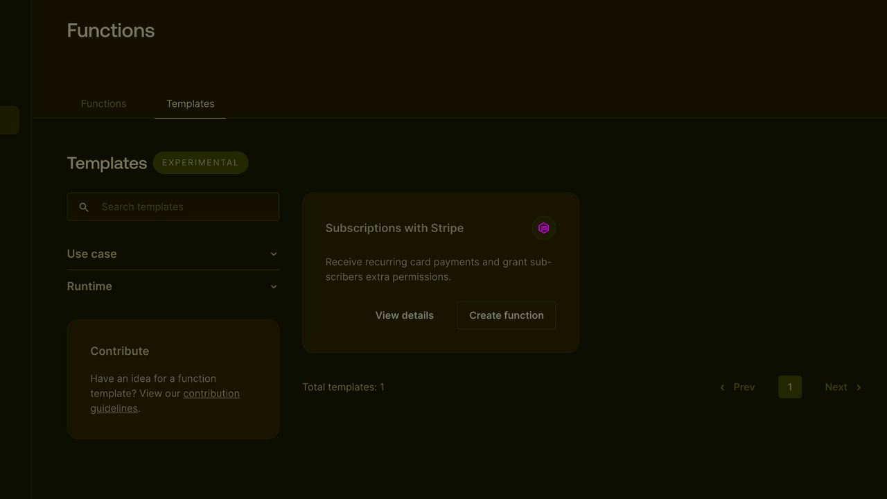 Project settings screen