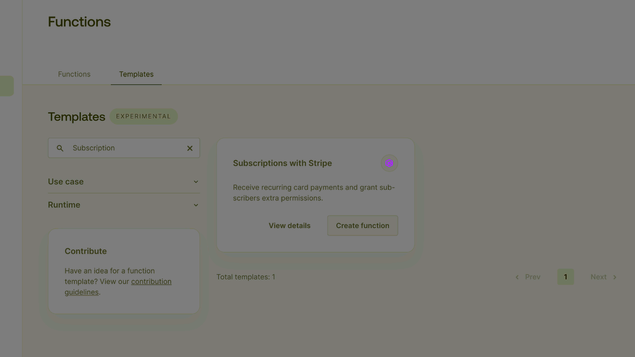 Project settings screen